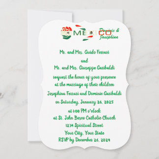 Mexican Rose Flag Personalised Wedding Invitation