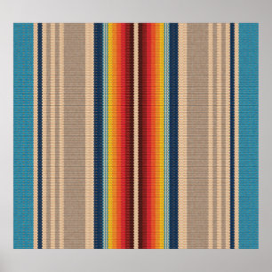 Mexican Rug: Colourful Stripes Seamless. Poster