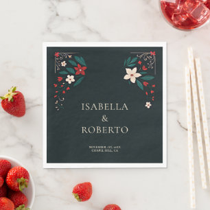 Mexican Rustic Elegant Christmas Red Wedding Napkin