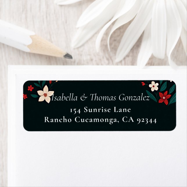 Mexican Rustic Elegant Christmas Return Address Return Address Label (Insitu)