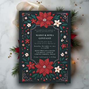 Mexican Rustic Elegant Floral Christmas Wedding Invitation