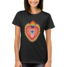 Mexican Sacred Heart with Protective Eye and Flame