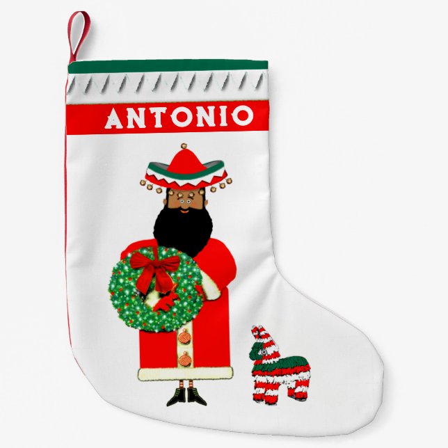 Mexican Santa Small Christmas Stocking (Front)