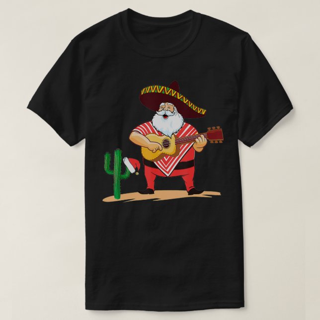 Mexican Santa Sombrero Moustache Christmas  T-Shirt (Design Front)
