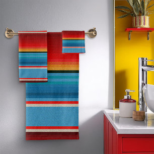 Mexican serape bath towel set