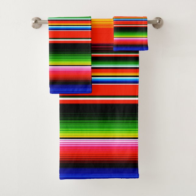 Mexican Serape Fiesta Southwestern Design Bath Towel Set (Insitu)