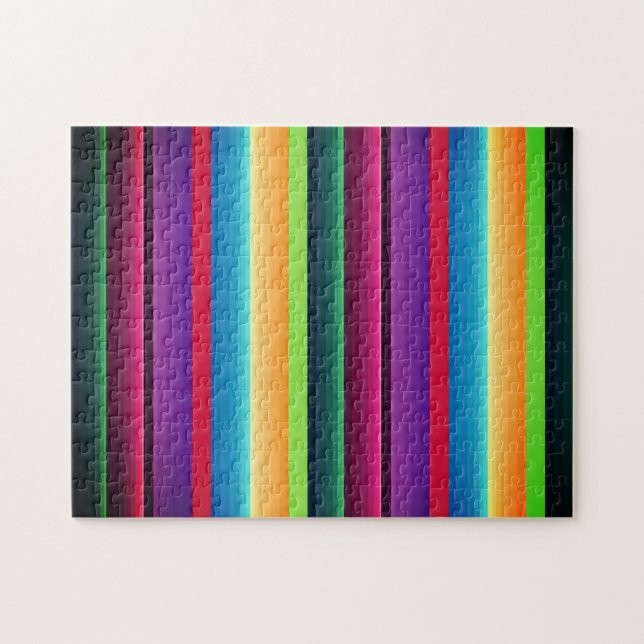Mexican Serape Green Red Purple Blue Maize Pink Jigsaw Puzzle (Horizontal)