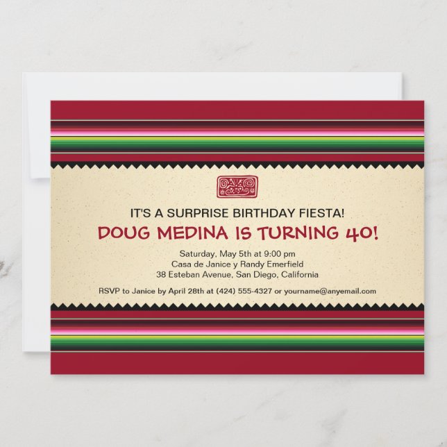Mexican Serape Party - Horizontal Invitation (Front)