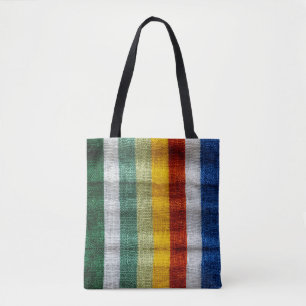 Mexican Serape Stripes Woven Fabric Texture Tote Bag