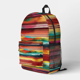 Mexican Serape Watercolor Colourful Stripes Printed Backpack
