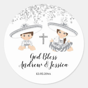 Mexican Silver Charro Boy and Girl Baptism Sticker