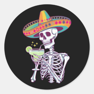 Mexican Skeleton Cinco De Mayo Margarita Fiesta Classic Round Sticker