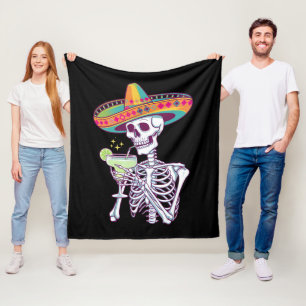 Mexican Skeleton Cinco De Mayo Margarita Fiesta Fleece Blanket