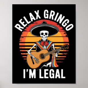 Mexican Skeleton Funny Mariachi Mexico Relax Poster