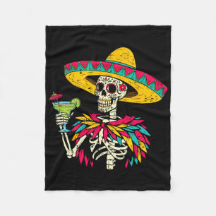 Mexican Skeleton Sombrero Cinco De Mayo Mexican Fi Fleece Blanket