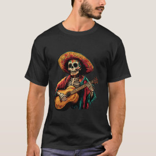 Mexican Skeleton Sombrero Fiesta Party Dia De Los T-Shirt