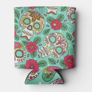 Mexican skull and flowers, seamless. can cooler