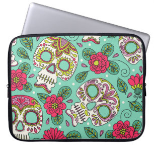 Mexican skull and flowers, seamless. laptop sleeve