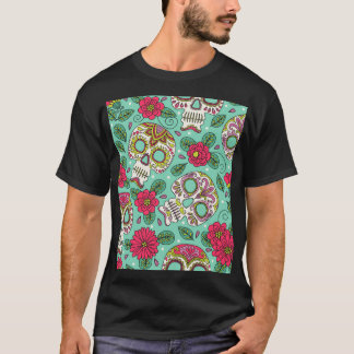 Mexican skull and flowers, seamless. T-Shirt