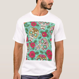 Mexican skull and flowers, seamless. T-Shirt