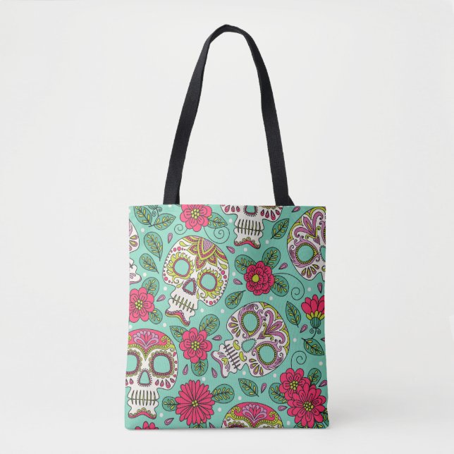 Mexican skull and flowers, seamless. tote bag (Front)