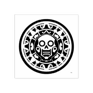 Mexican Skull Aztec Art Rubber Stamp