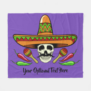 Mexican Skull custom text & colour fleece blankets