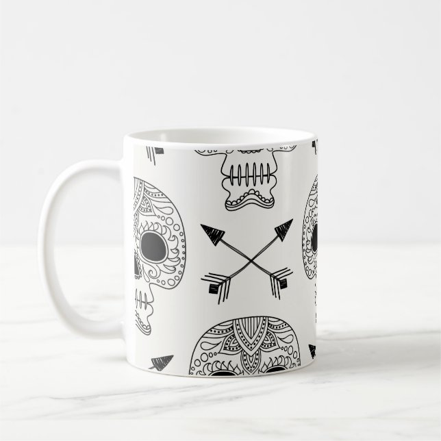 Mexican Skull Day of Dead Coffee Mug (Left)