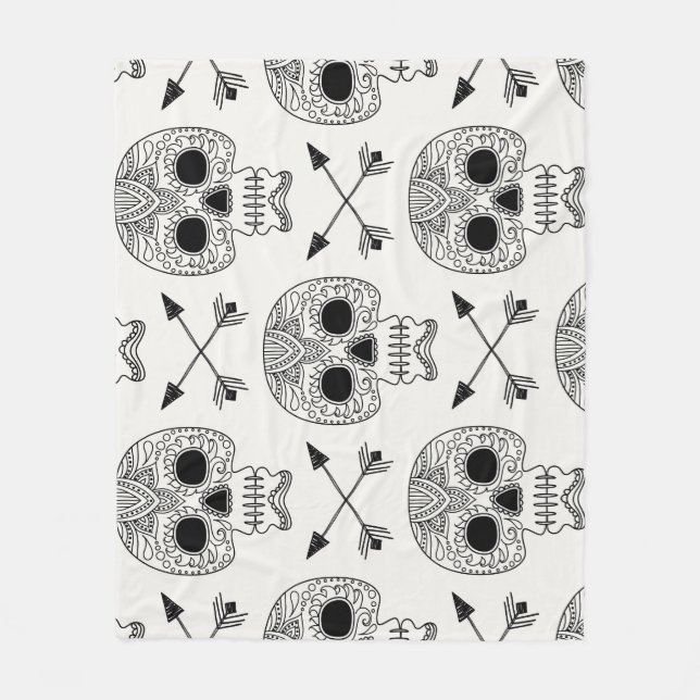 Mexican Skull Day of Dead Fleece Blanket (Front)