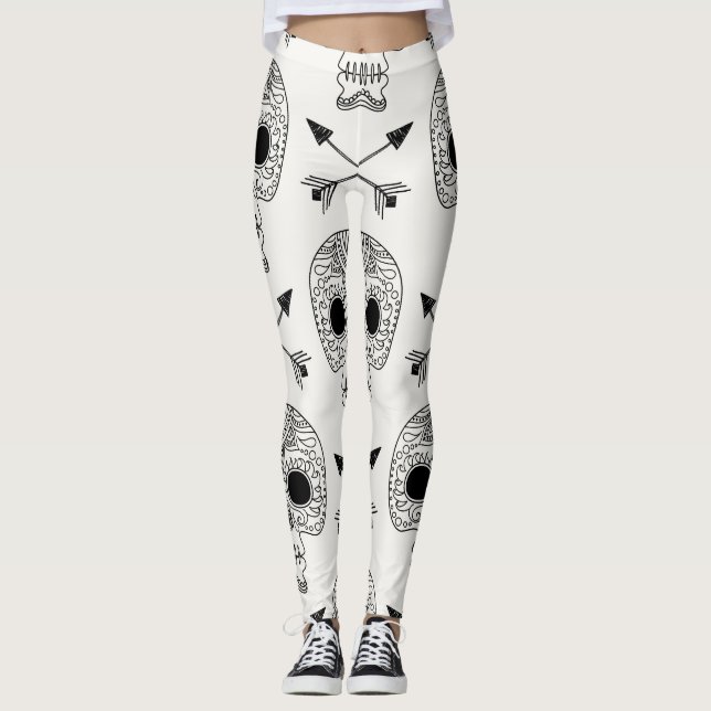 Mexican Skull Day of Dead Leggings (Front)