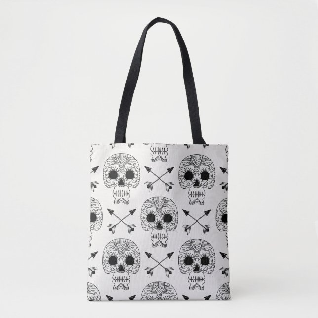 Mexican Skull Day of Dead Tote Bag (Front)