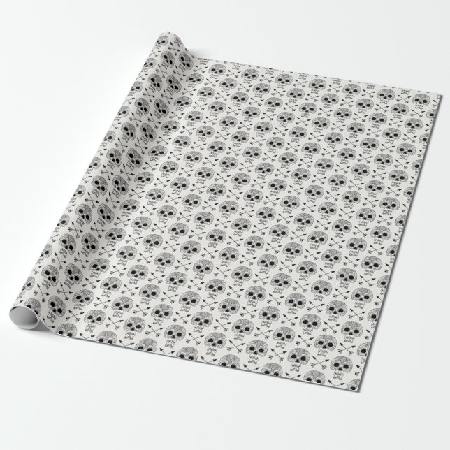 Mexican Skull Day of Dead Wrapping Paper (Unrolled)