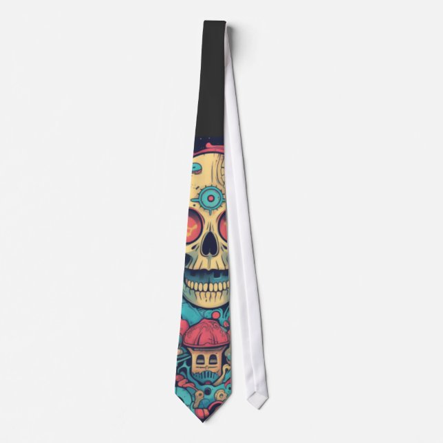 Mexican skull, Dia De Los Muer, Tie (Front)