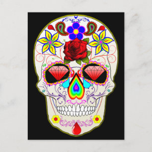 mexican skull postcard