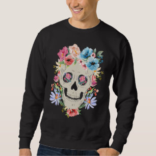 Mexican Skull with Flowers for the Day of the Dead Sweatshirt