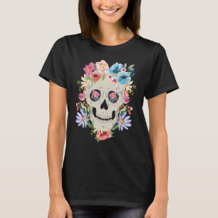 Mexican Skull with Flowers for the Day of the Dead T-Shirt