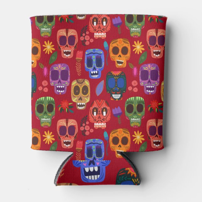 Mexican Skulls: Day of Dead Can Cooler (Front)