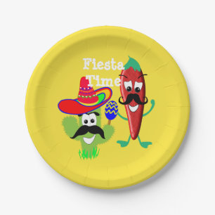 Mexican Sombrero Cactus Chilli Pepper Fiesta Party Paper Plate