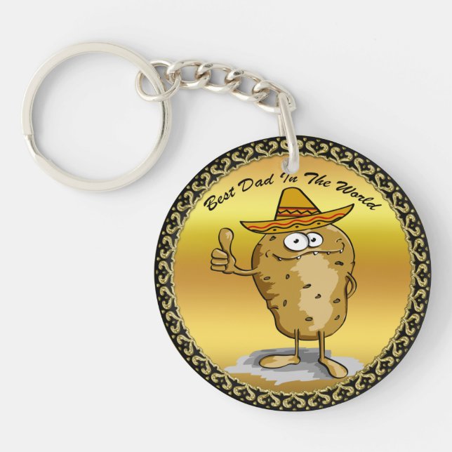 Mexican sombrero hats potato character key ring (Front)