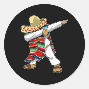 Mexican Sombrero Poncho Dabbing  Classic Round Sticker