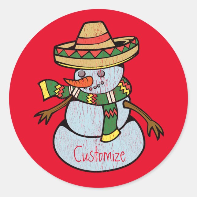 Mexican Sombrero Santa Thunder_Cove Classic Round Sticker (Front)