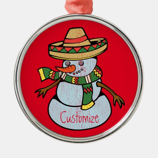Mexican Sombrero Santa Thunder_Cove Metal Ornament (Front)