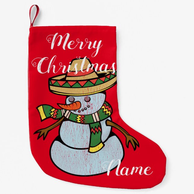 Mexican Sombrero Santa Thunder_Cove Small Christmas Stocking (Front)