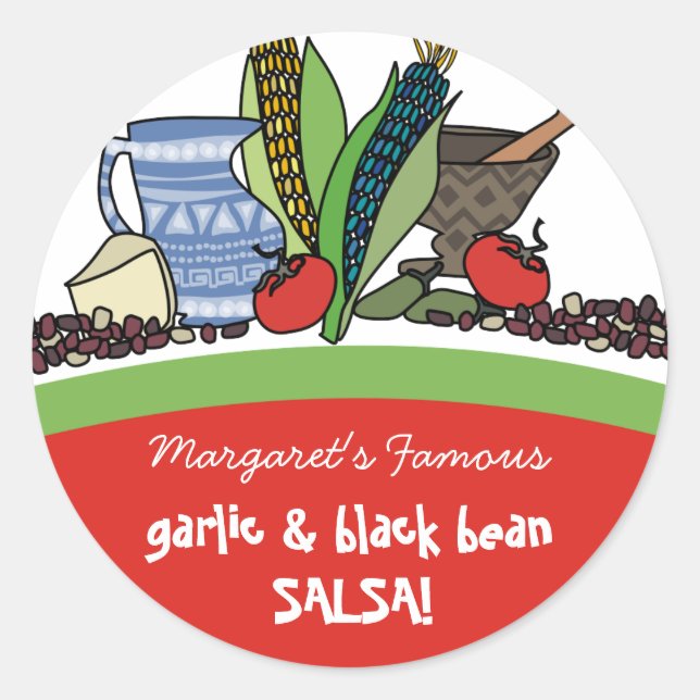 Mexican Southwestern foods gift tags stickers (Front)