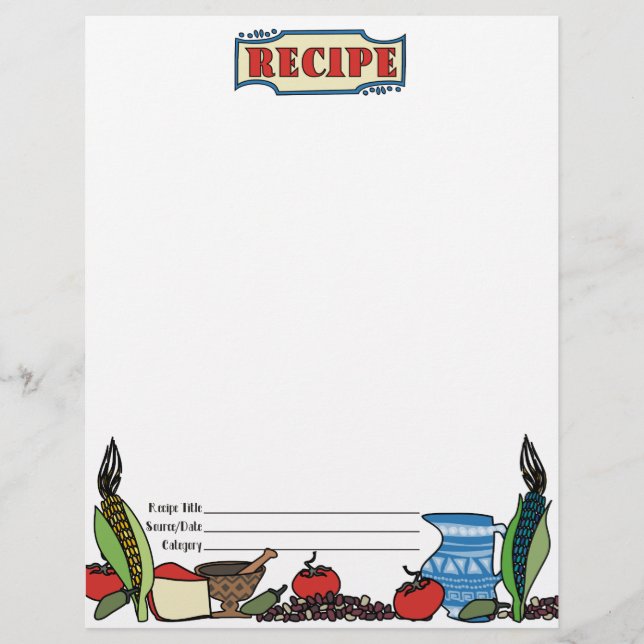 Mexican southwestern foods recipe letterhead (Front)