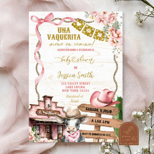 Mexican Spanish Girl Little Cowgirl Baby Shower Invitation