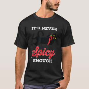 Mexican Spicy Food Hot Chilli Red Pepper Black Cat T-Shirt