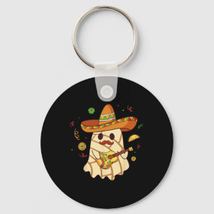 Mexican Spooky Ghost Play Guitar Conchas Pan Dulce Key Ring