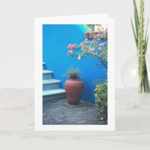 "Mexican Still Life" (Vase, Blue Wall, Staircase) Card