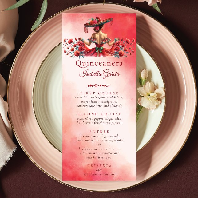 Mexican Style Quinceañera Red Menu (Creator Uploaded)